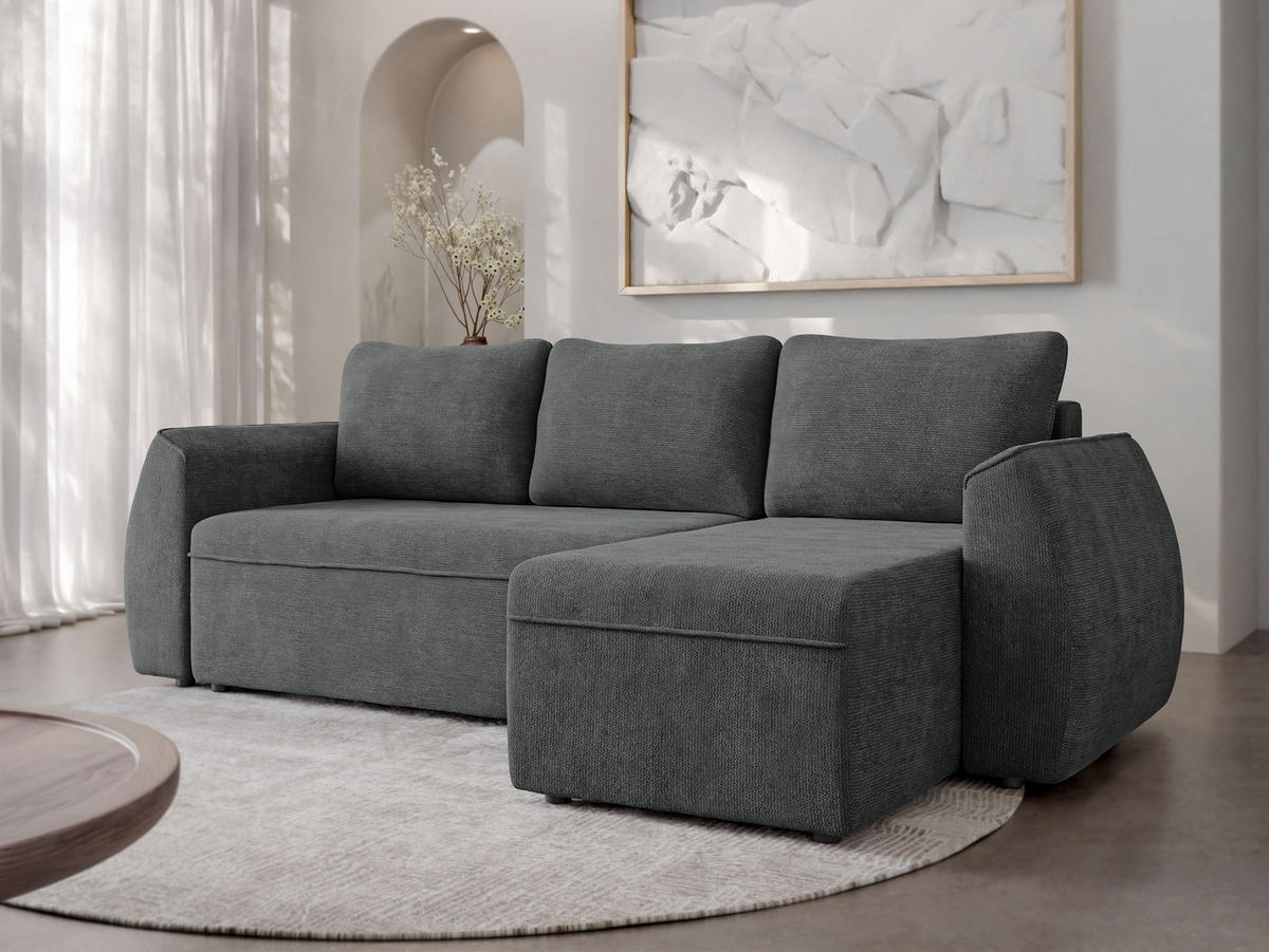 ECKSCHLAFSOFA Darlan - Schwarz/Graphitfarben, Holz/Kunststoff (245/143cm) - MIRJAN24