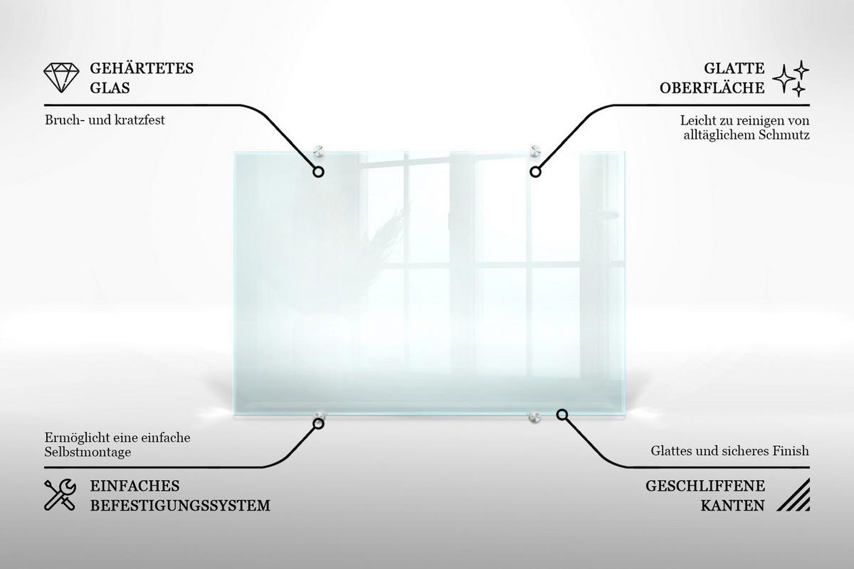 KÜCHENRÜCKWAND 60 x 40 cm Transparente Glasplatte - Transparent, Glas (60/40/0.4cm) - TULUP