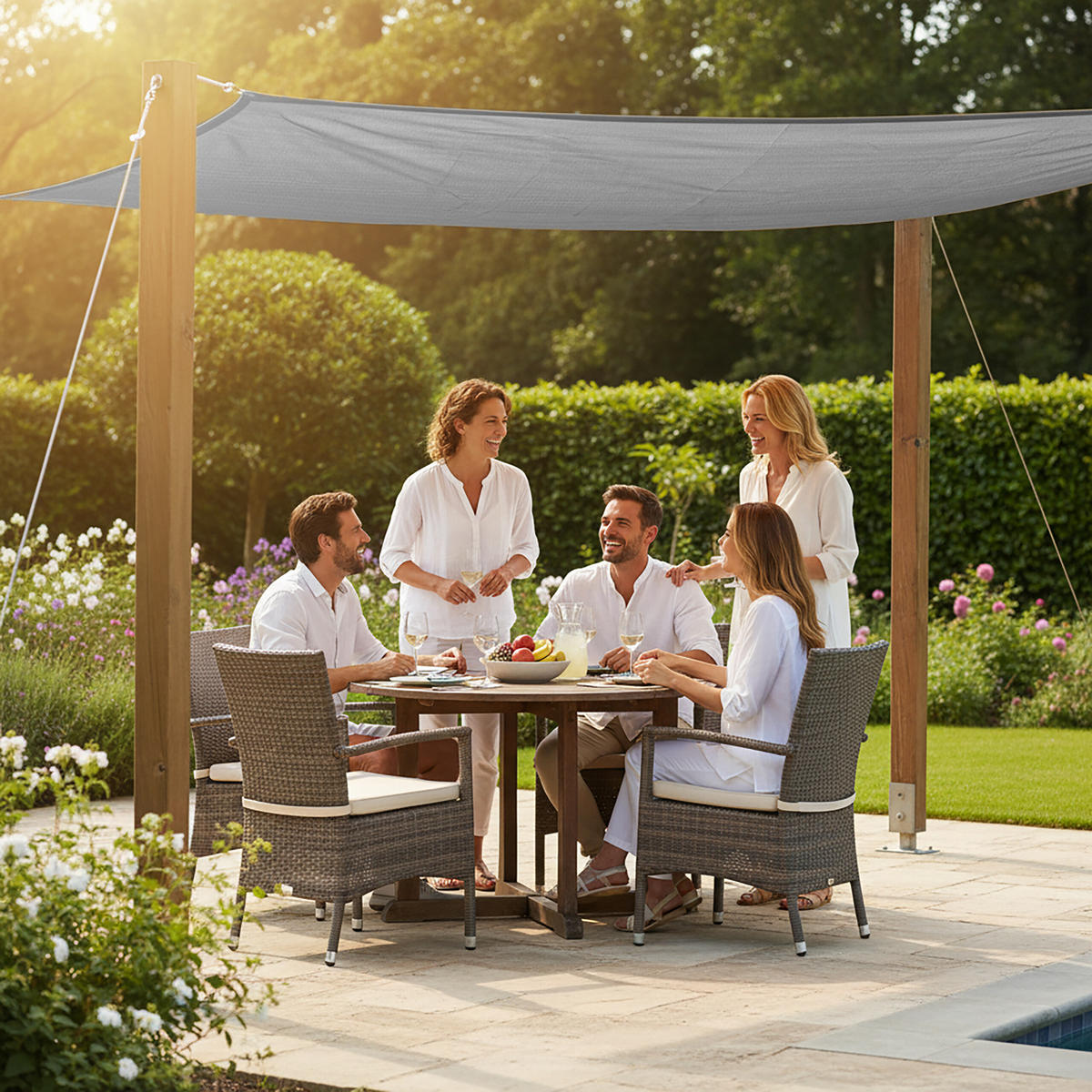 SONNENSEGEL - Anthrazit, Kunststoff/Metall (300/300cm) - Relaxdays