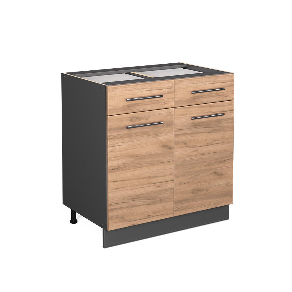 KÖKSUNDERSKÅP Fame-Line Goldkraft ek 80 cm utan bänkskiva Honungsek, Antracit 82/80/51.6 cm