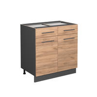 KÜCHENUNTERSCHRANK Fame-Line Goldkraft Eiche 80 cm ohne AP - Anthrazit/Eiche Wotan, Holzwerkstoff (80/82/51.6cm) - Vicco