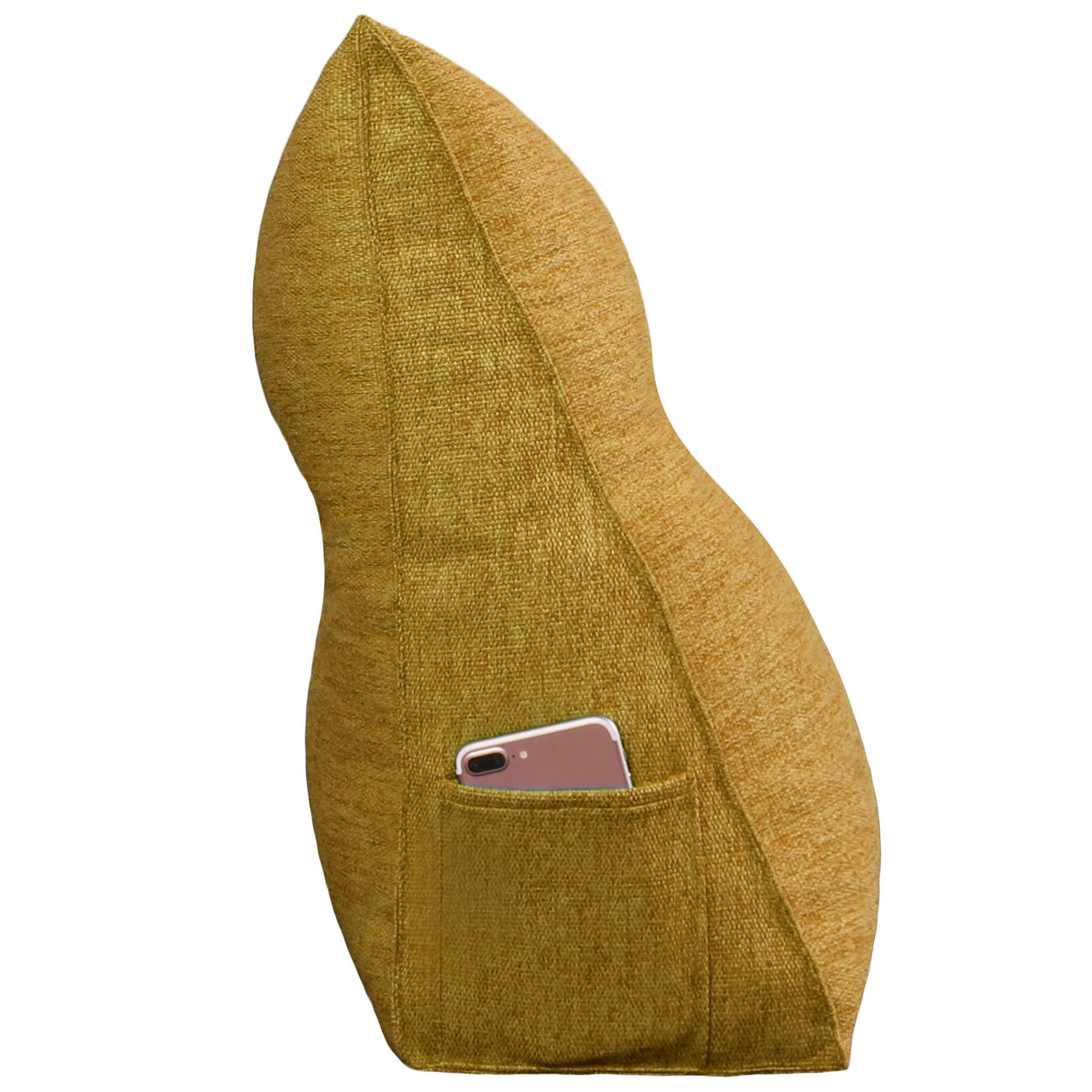 RÜCKENKISSEN für Bett Leinenlook Gelb 200 cm - Gelb, Textil (50/200cm) - Vercart