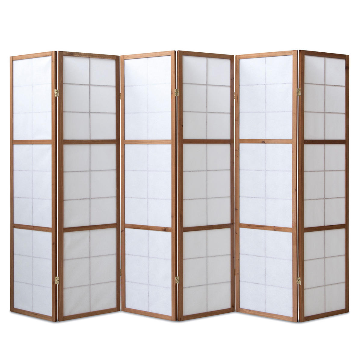 PARAVENT 6-tlg. 264/175 cm Braun Shoji - Braun, Holz (264/175/2cm) - Homestyle4u
