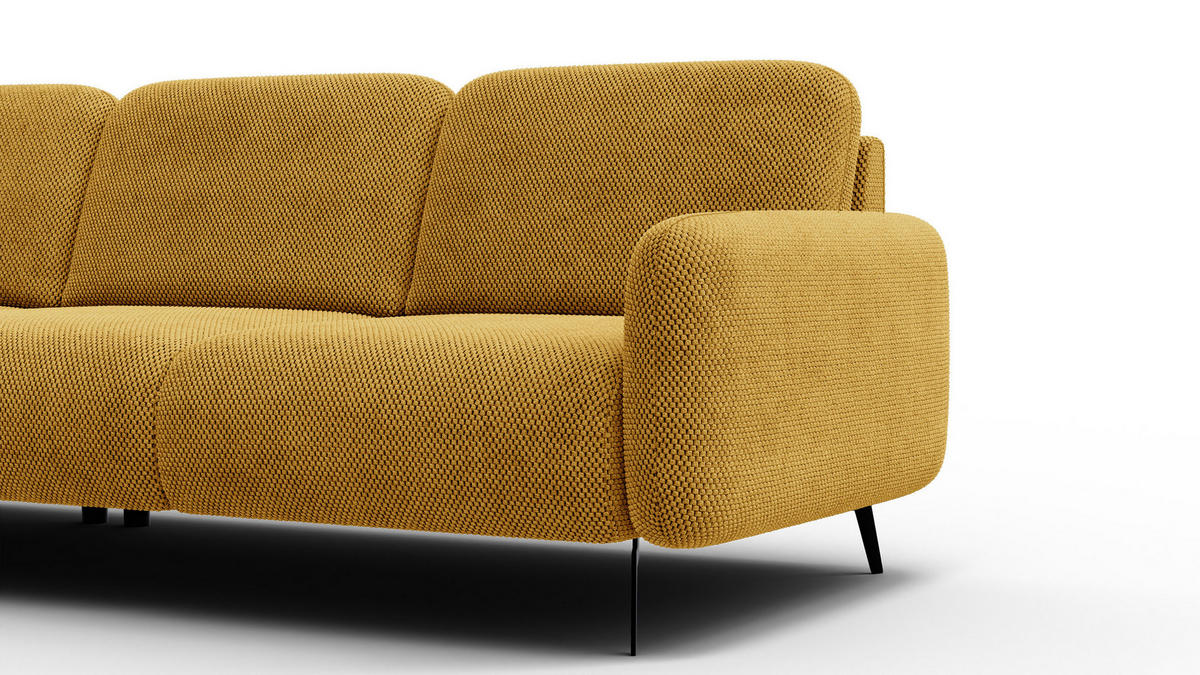 ECKSOFA FEBE 4-Sitzer links, dunkelgelb - Gelb/Schwarz, Holz/Textil (264/157cm) - Courtois Laville