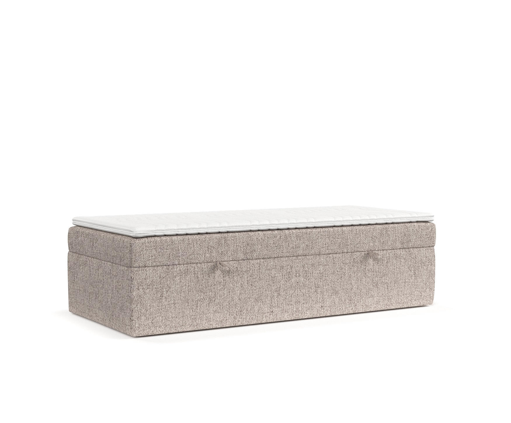 BOXBETT Lennon Hellbraun 90/200 cm im Webstoff - Hellbraun/Schwarz, Holz/Holzwerkstoff (90/200cm) - Maison de Reve