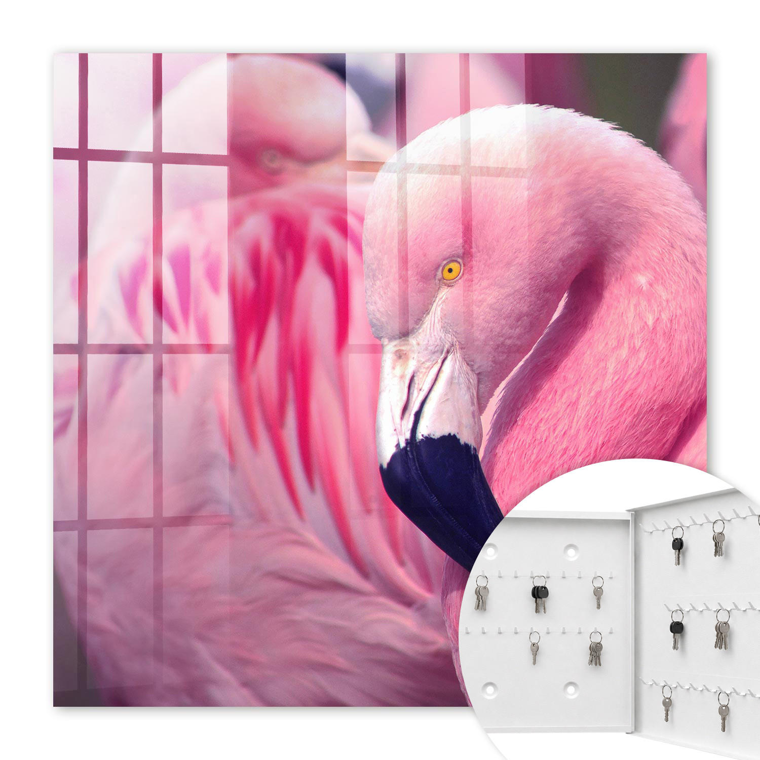 SCHLÜSSELBOX Weiß 30x30 cm – Türöffnung nach rechts - Pinke Schönheit - Pink, Metall (30/30/5cm) - TULUP