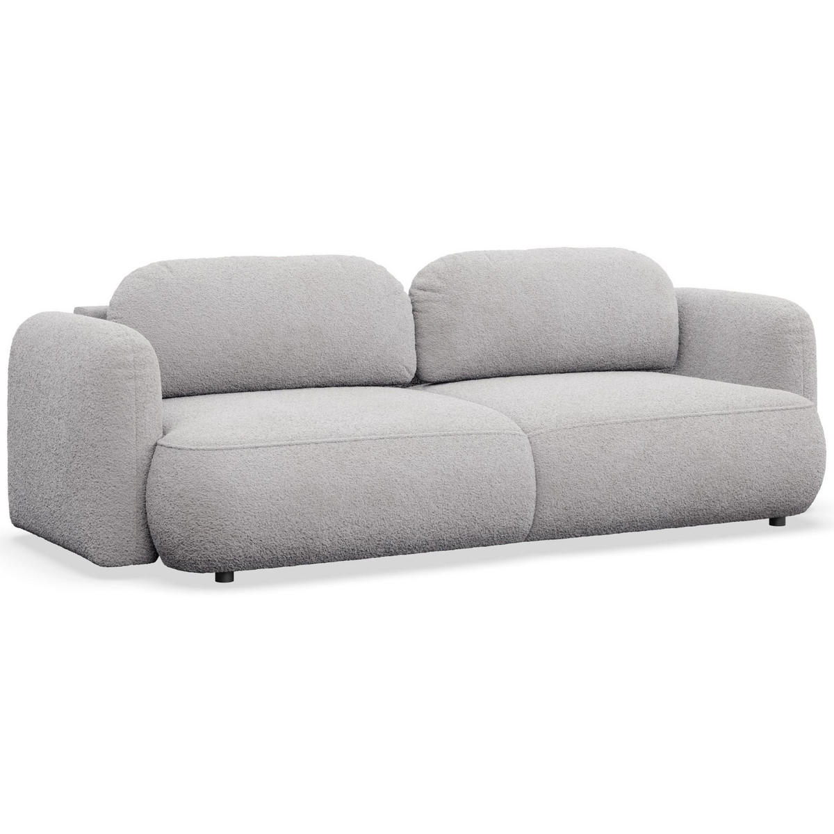 3-SITZER SCHLAFSOFA Tvoya Hellgrau Bouclé - Hellgrau/Schwarz, Kunststoff/Textil (253/82/110cm) - Selsey