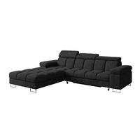 ECKSOFA mit Schlaffunktion Ottomane Links COMA L 271x203x79 Schwarz Velours - Schwarz, Holzwerkstoff/Textil (271/203cm) - ALTDECOR