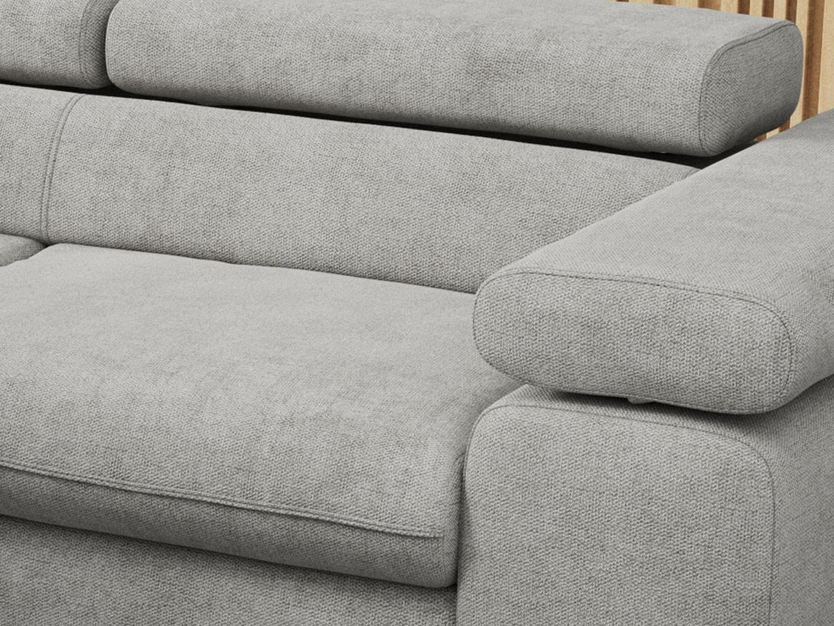 ECKSOFA PEDRO L Hellgrau Struktur - Links Seite - Hellgrau/Schwarz, Textil/Metall (208/273cm) - MKS