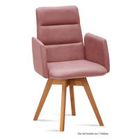 ARMLEHNSTUHL drehbar (2er-Set) Dorit 52x92x60 Eiche geölt/Rosewood - Eichefarben/Dunkelrosa, Kunststoff (60/92/52cm) - 58aufmkessel