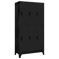 SCHLIESSFACHSCHRANK mit 6 Schließfächern, 90/45/180 cm, aus Stahl, in Schwarz - Schwarz, Metall (90/180/45cm) - vidaXL