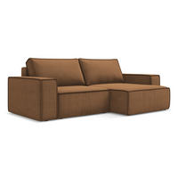ECKSOFA mit Schlaffunktion Strukturstoff Stoff Orange - Terracotta/Schwarz, Kunststoff/Textil (257/148cm) - LaMiaSofa