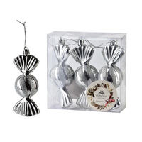 CHRISTBAUMKUGELN Santa Lila 3-tlg Silber - Silberfarben, Kunststoff (12/12/4cm) - Mondex