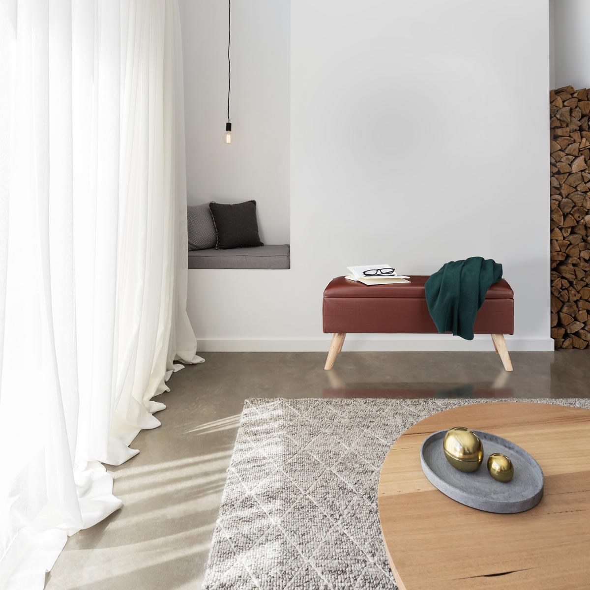 SITZBANK - Anthrazit, Holz/Holzwerkstoff (80/40/39.5cm) - Relaxdays