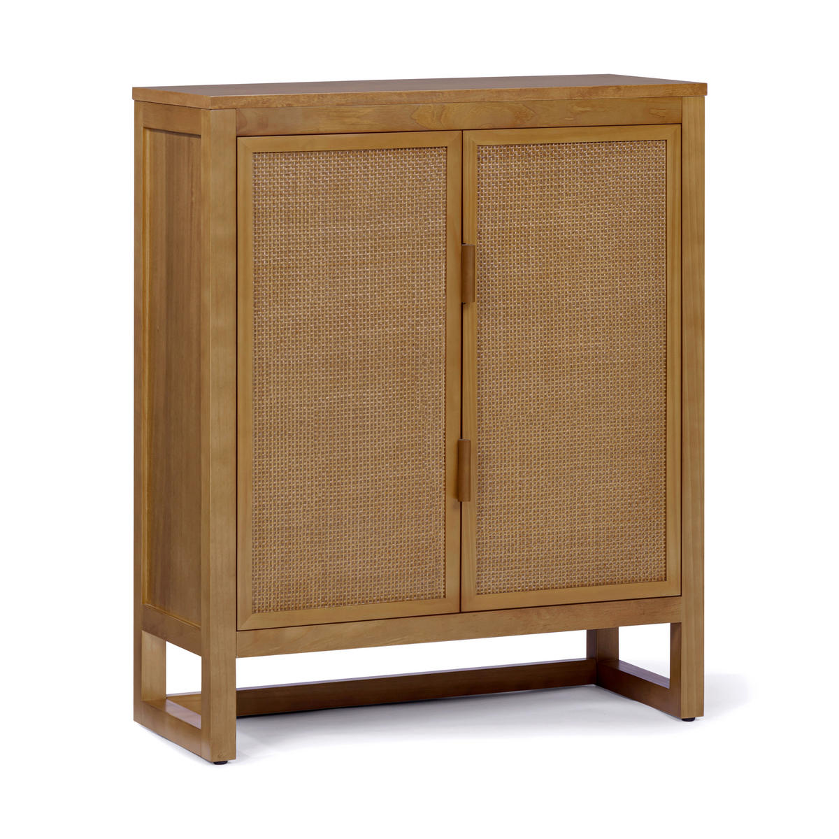 AKZENT-SCHRANK, 2 Rattan Türen, 71cm, Braun - Braun, Holz (71/86/30cm) - Teamson Home