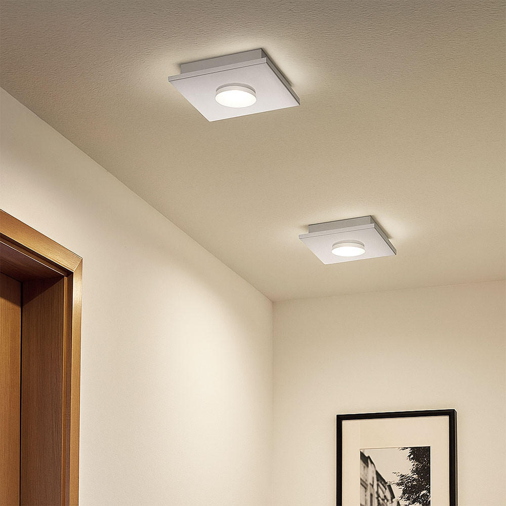 LED DECKENLEUCHTE Metall Silber 2er Set - Silberfarben, Metall (17/17/4cm)