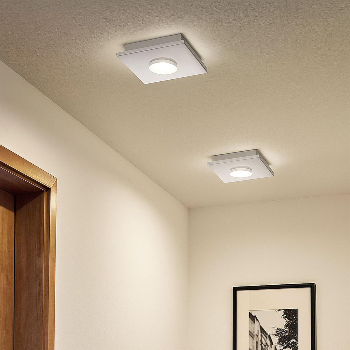 LED DECKENLEUCHTE Metall Silber 2er Set - Silberfarben, Metall (17/17/4cm)