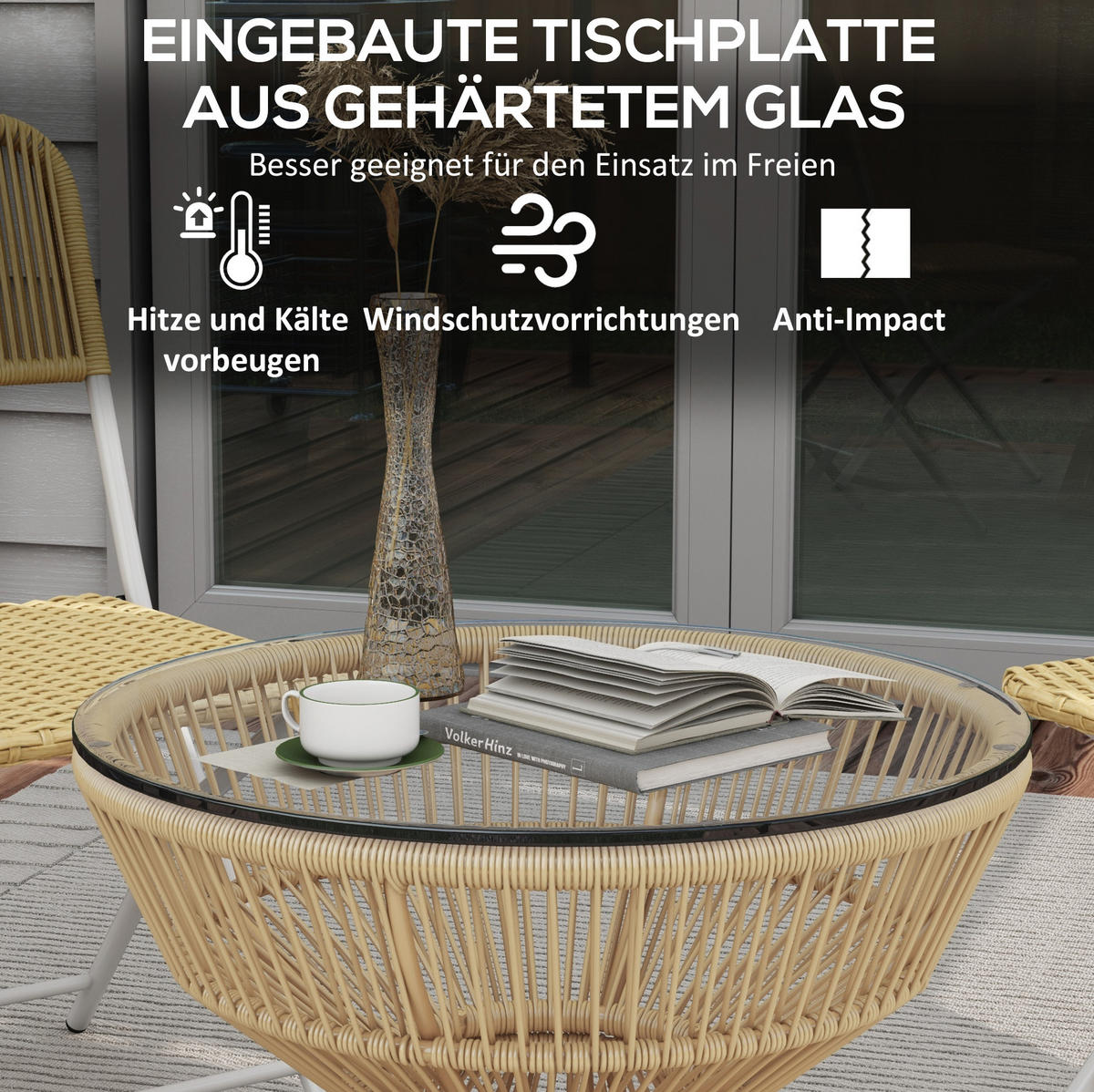 LOUNGETISCH 60/60/50 cm Naturholz aus Glas im Boho-Stil - Naturfarben, Glas (60/60/50cm) - OKMYHOME