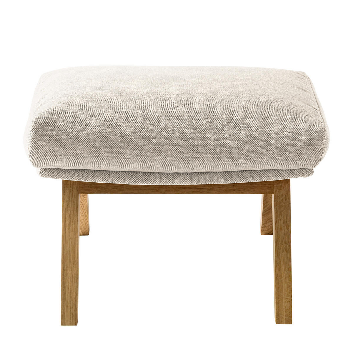 HOCKER mit Holzfüßen - Eichefarben/Beige, Eichenholz/Textil (54/41/41cm) - home24
