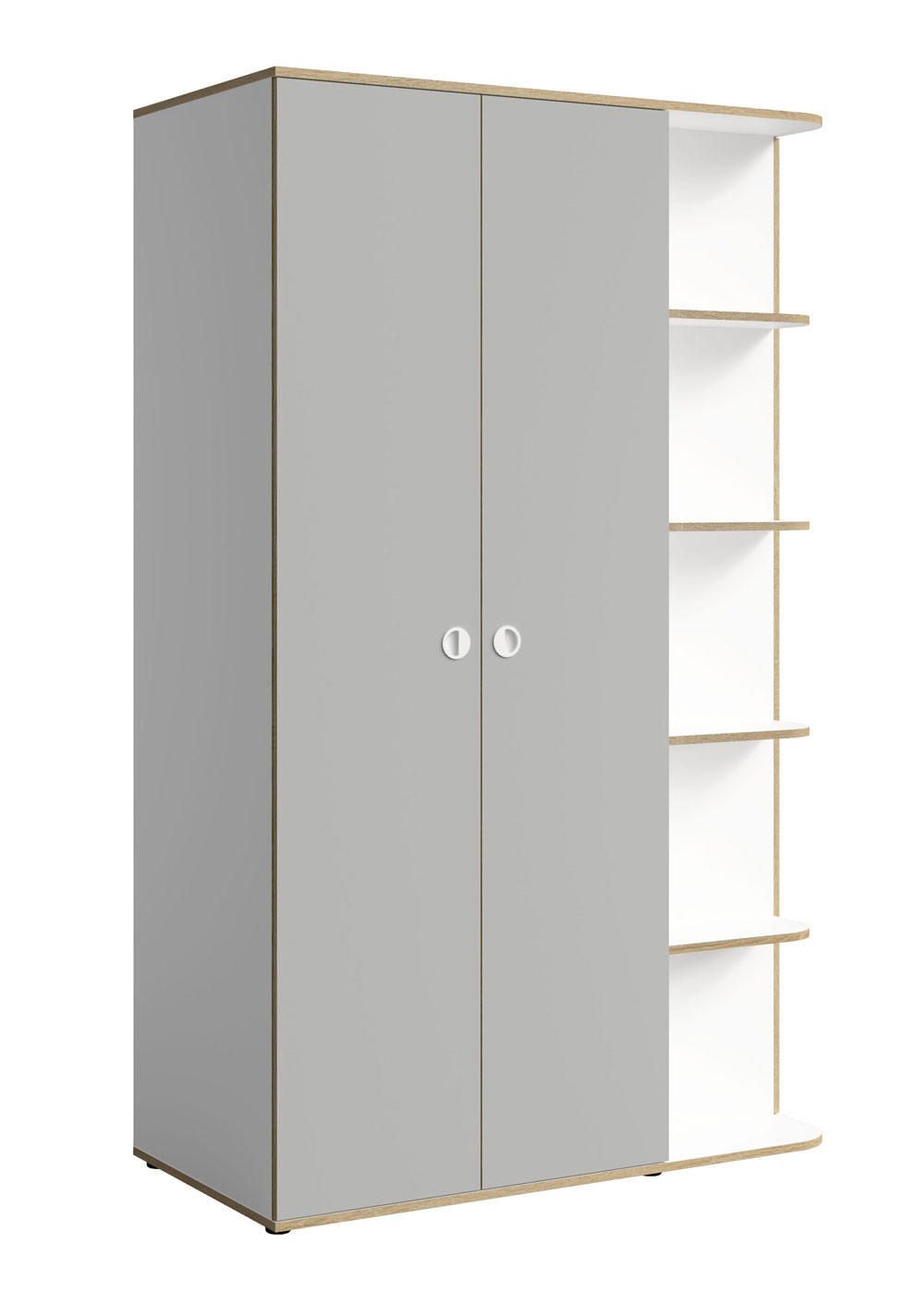 KLEIDERSCHRANK Pinio weiß, lichtgrau 120 / 60 / 196,5cm - Weiß/Grau, Holzwerkstoff/Kunststoff (120/196.5/60cm) - Feldmann-Wohnen