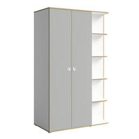 KLEIDERSCHRANK Pinio weiß, lichtgrau 120 / 60 / 196,5cm - Weiß/Grau, Holzwerkstoff/Kunststoff (120/196.5/60cm) - Feldmann-Wohnen