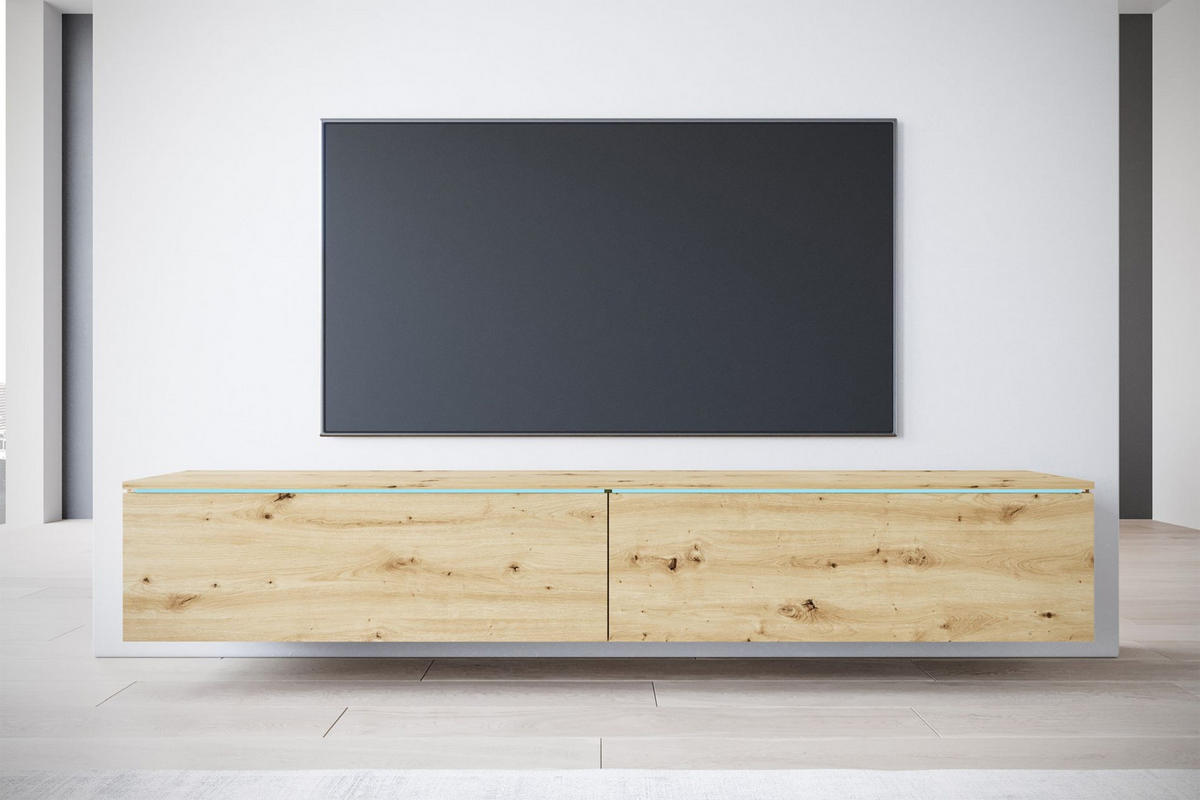 TV-MÖBEL Kane Artisan-Eiche 180 cm - Beige, Holzwerkstoff (180/30/33cm) - Selsey