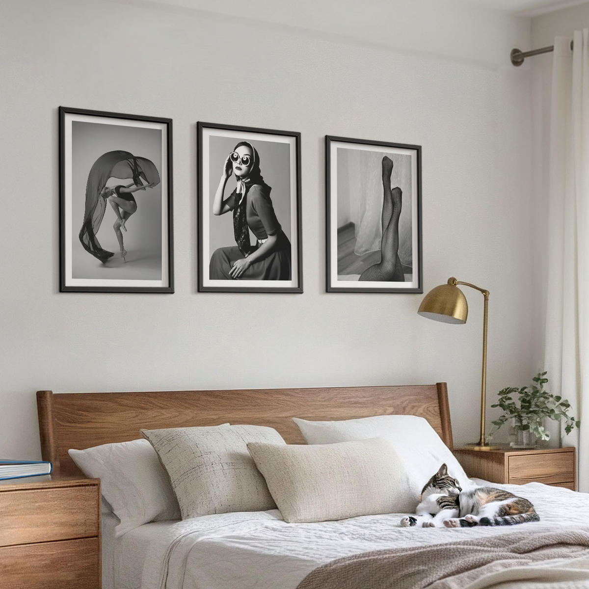 WANDBILDER 3er-Set - 40x60 cm Schwarzer Rahmen - Schwarz-Weiß-Porträts von Frauen - Schwarz, Kunststoff (40/60cm) - ArtPrintCave