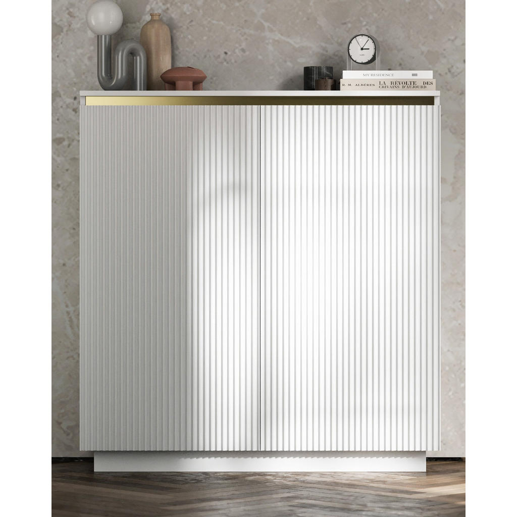 Thumbnail - Meble Lindner Highboard, Weiß, Holzwerkstoff, 110.8x118x35 cm, Wohnzimmer, Kommoden & Sideboards, Highboards