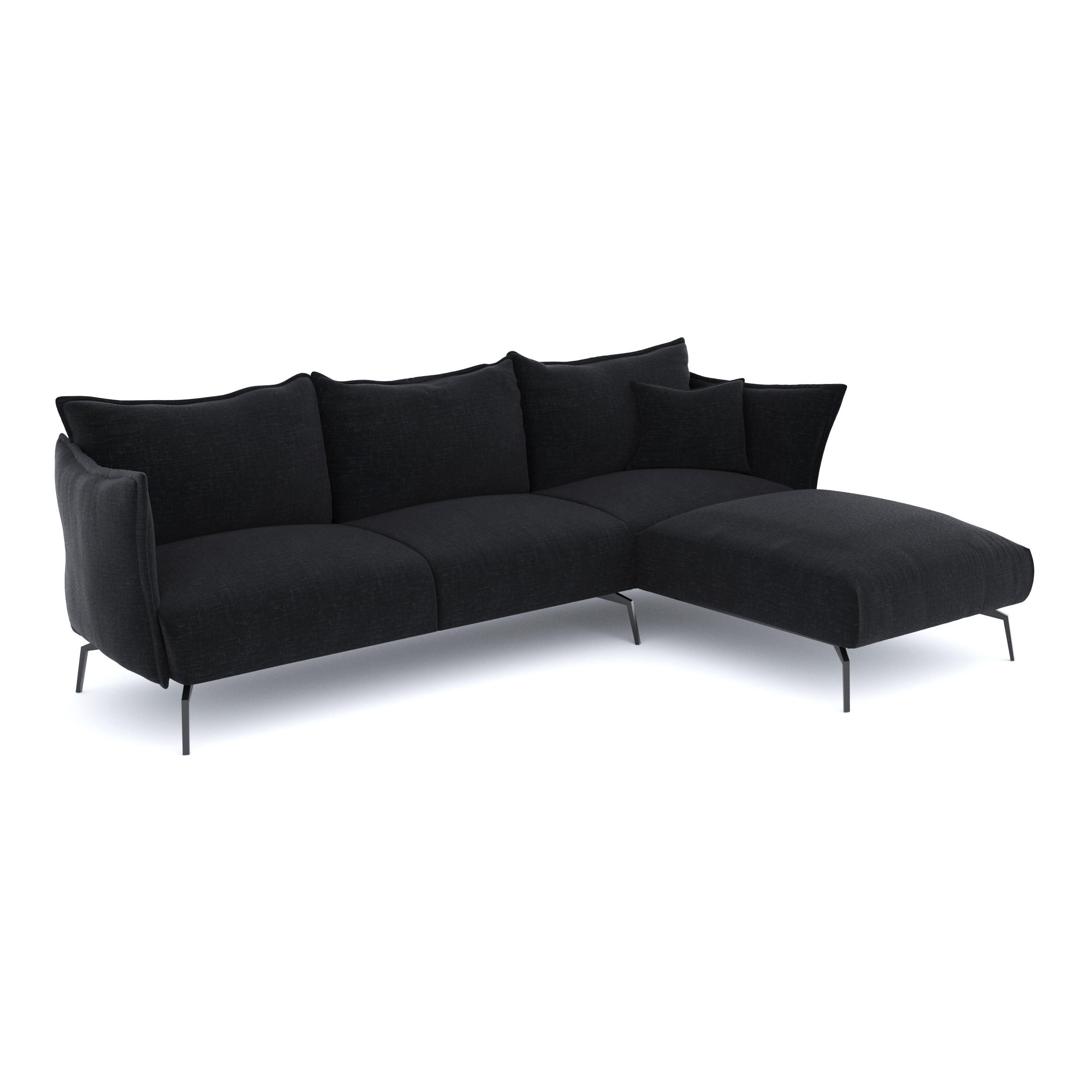 ECKSOFA RECHTS Texturierter Samt Anthrazit 290cm - Dunkelgrau/Anthrazit, Textil (290/100cm) - Sia Home