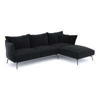 ECKSOFA RECHTS Texturierter Samt Anthrazit 290cm - Dunkelgrau/Anthrazit, Textil (290/100cm) - Sia Home