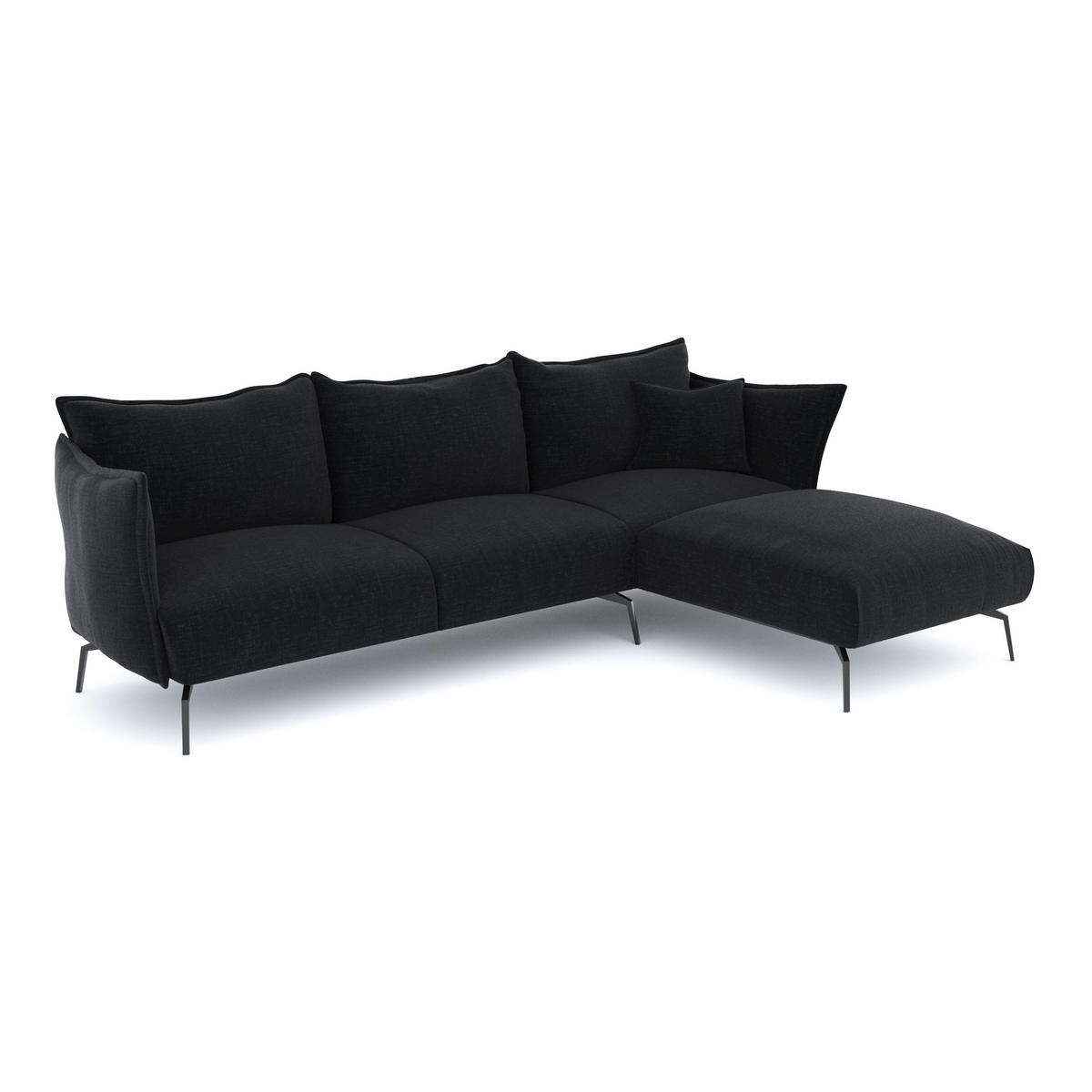 ECKSOFA RECHTS Texturierter Samt Anthrazit 290cm - Dunkelgrau/Anthrazit, Textil (290/100cm) - Sia Home