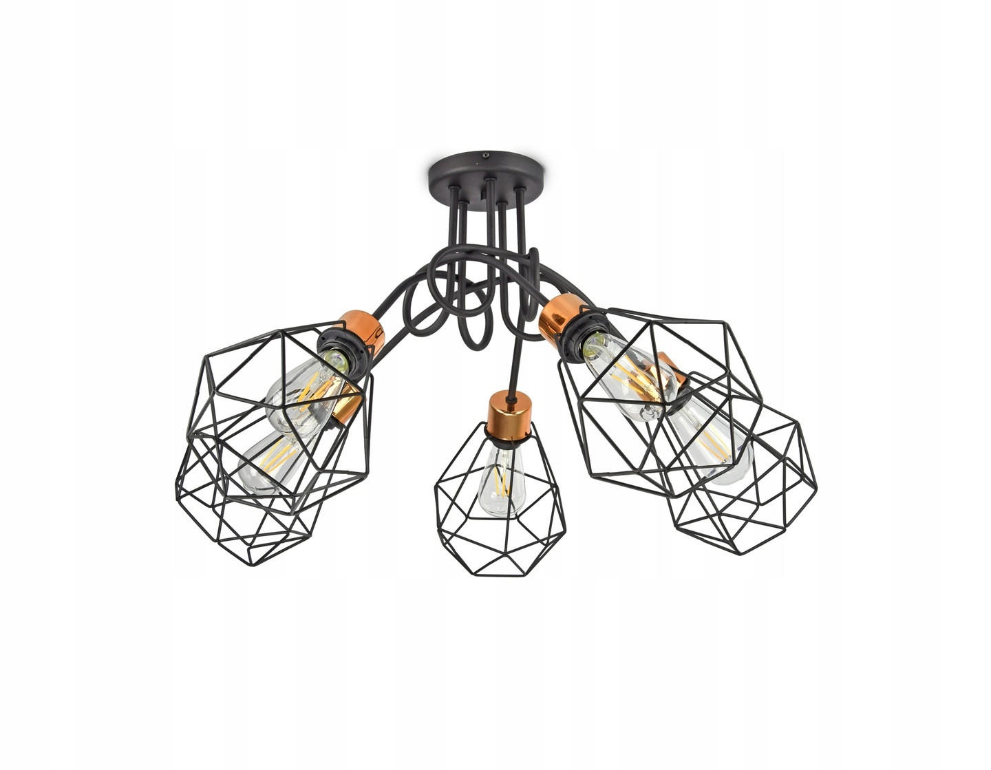 DECKENLEUCHTE EDISON II - Goldfarben/Schwarz, Metall (75/75/45cm) - kiki design