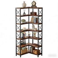 BÜCHERREGAL Schwarz/Rustikalbraun Eckregal mit 14 Fächern 61/60,5/202 cm - Schwarz, Metall (61/202/60.5cm) - PANGIVO