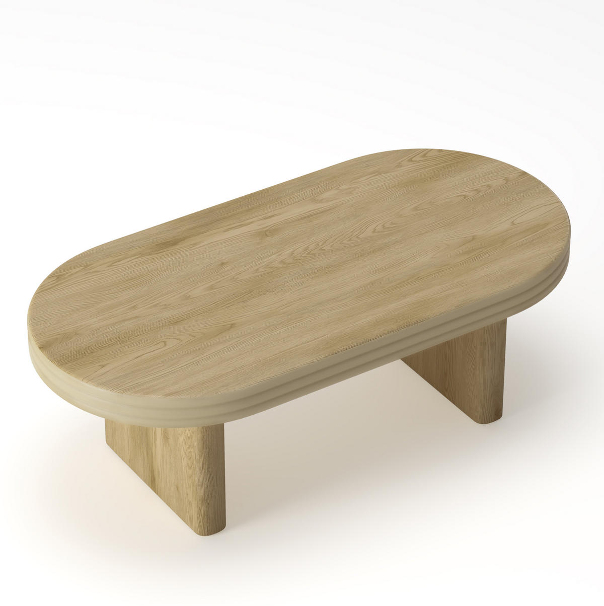 COUCHTISCH aus MDF mit Massivholzfurnier 120x60x41,5 cm Natur Oval, vielseitig und pflegeleicht - Naturfarben, Holzwerkstoff (120/60/41.5cm) - Modfu