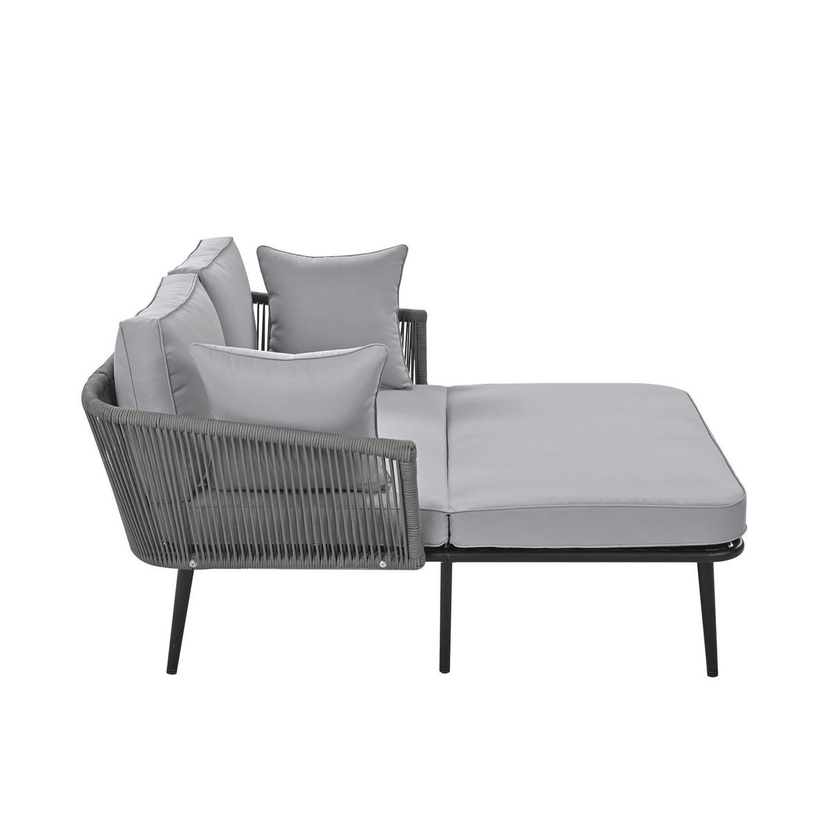 SONNENLIEGE 130/120/67 cm grau aus Polyester und Stahl mit abnehmbaren waschbaren Kissen - Grau, Kunststoff (120/67/130cm) - OKWISH