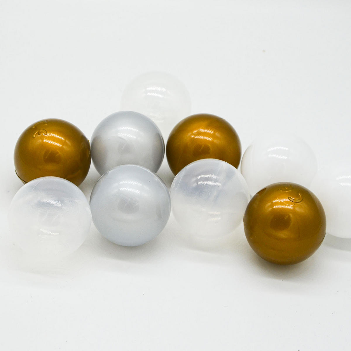 BÄLLEBAD-BÄLLE 200 Stück, Gold/Grau/Weiß/Transparent, 5.5 cm - Goldfarben, Kunststoff (5.5/5.5/5.5cm) - Littletom