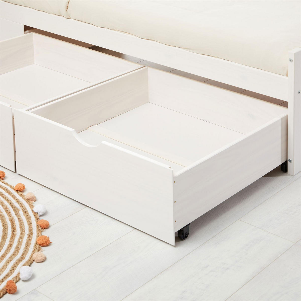 BETT MIA 90X200 CM - Weiß/Rosa, Holz (99/49/205cm) - IDIMEX