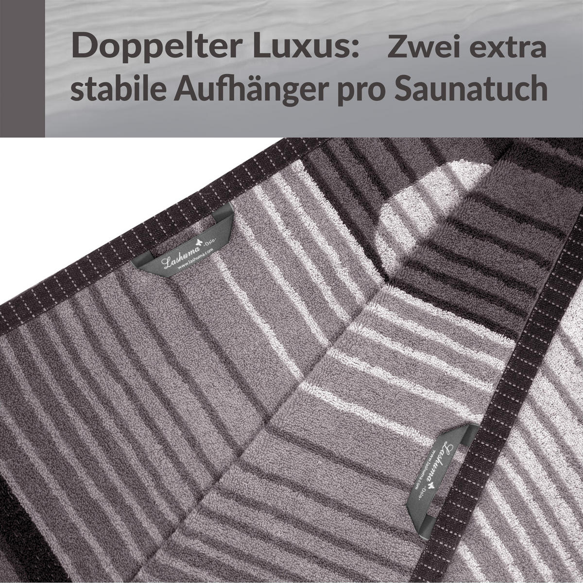 SAUNAHANDTUCH Oslo Grau – Schwarz 85x200 cm - Dunkelgrau/Grau, Textil (85/200cm) - Lashuma