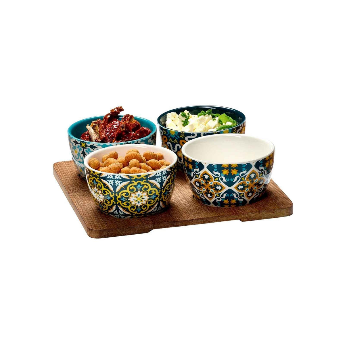 SERVIERSCHALEN-SET MIT TABLETT Benito bunt 5er Set - Multicolor, Keramik (22/22/6cm) - Ritzenhoff Breker