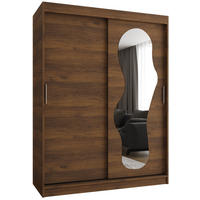 SCHIEBETÜRENSCHRANK mit Spiegel ULTRA 200/150/62 2-türig - Silberfarben/Walnussfarben, Holz (150/200/62cm) - MÖBEL KRYSPOL