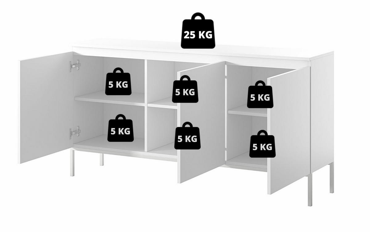 SIDEBOARD Bemmi Beige mit schwarzen Beinen 3-türig 150 cm - Beige/Schwarz, Holzwerkstoff/Metall (150/71.5/35cm) - Selsey