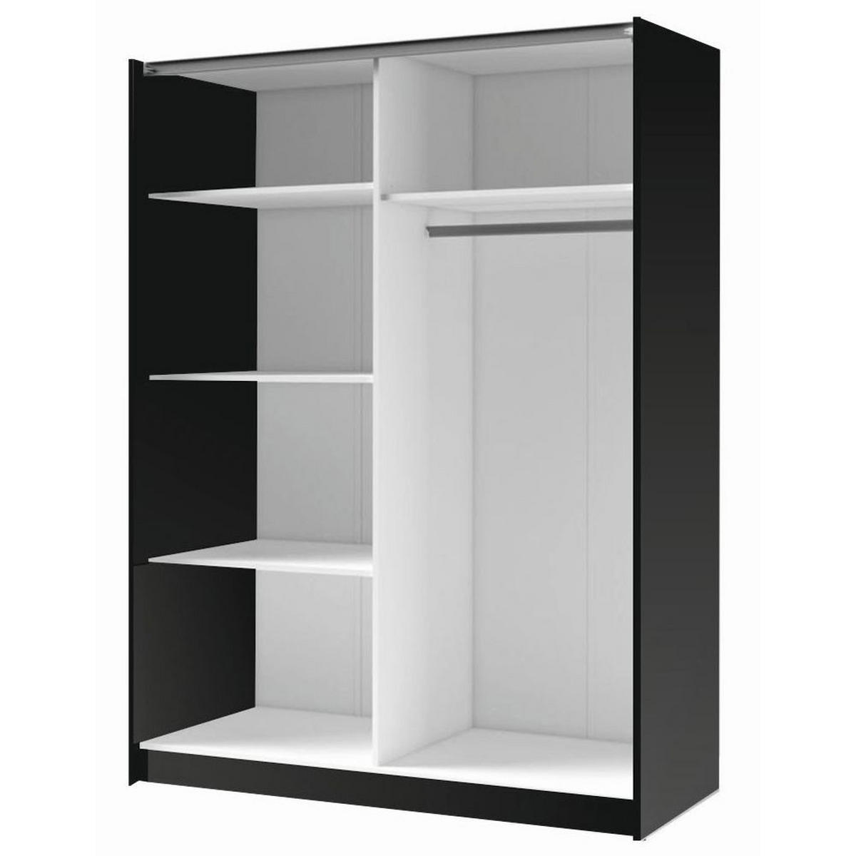SCHWEBETÜRENSCHRANK Bayadero schwarz 200 cm / 63 cm / 199 cm - Schwarz/Braun, Holz/Holzwerkstoff (200/198/63cm) - Feldmann-Wohnen