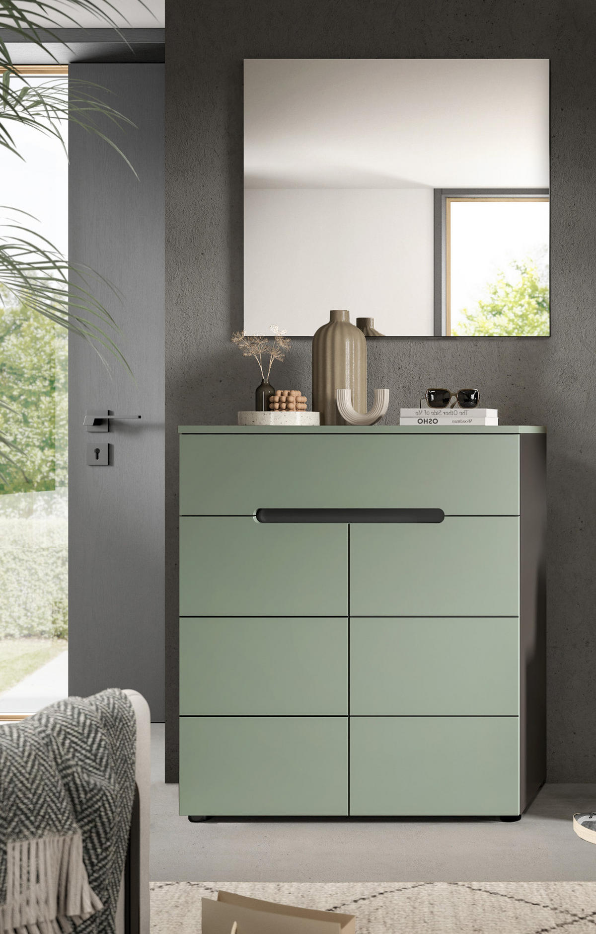 GARDEROBENSPIEGEL grau hängend, Wandspiegel 80 cm - Grau, Holzwerkstoff (80/73/2cm) - Inn.Furn