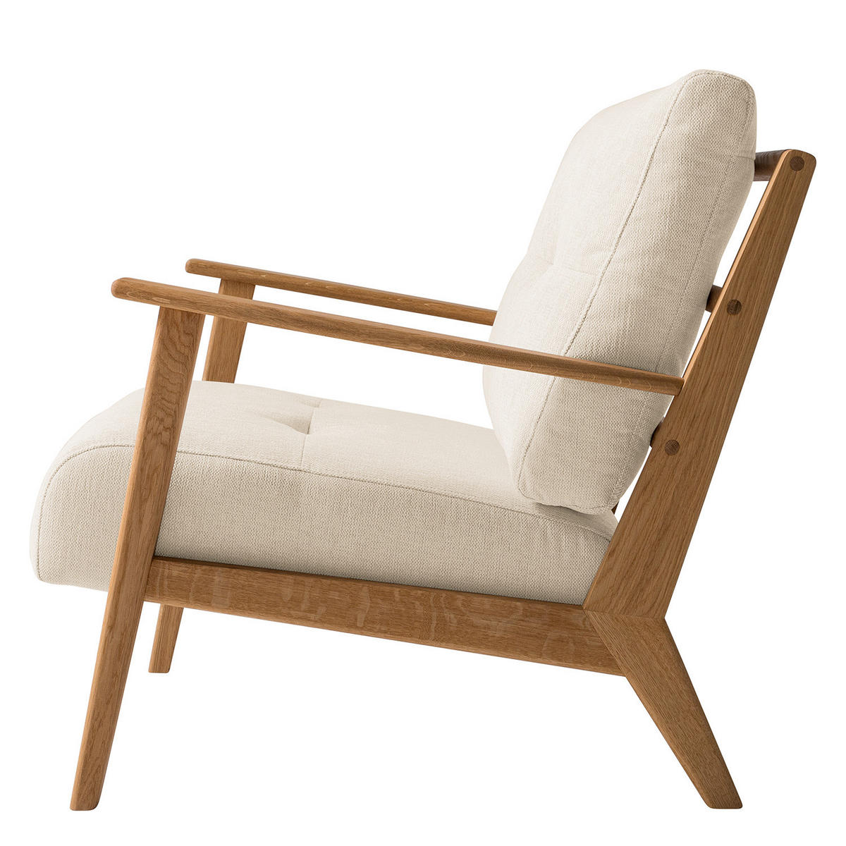 SESSEL - Beige/Braun, Eichenholz/Holz (83/80/75cm) - home24