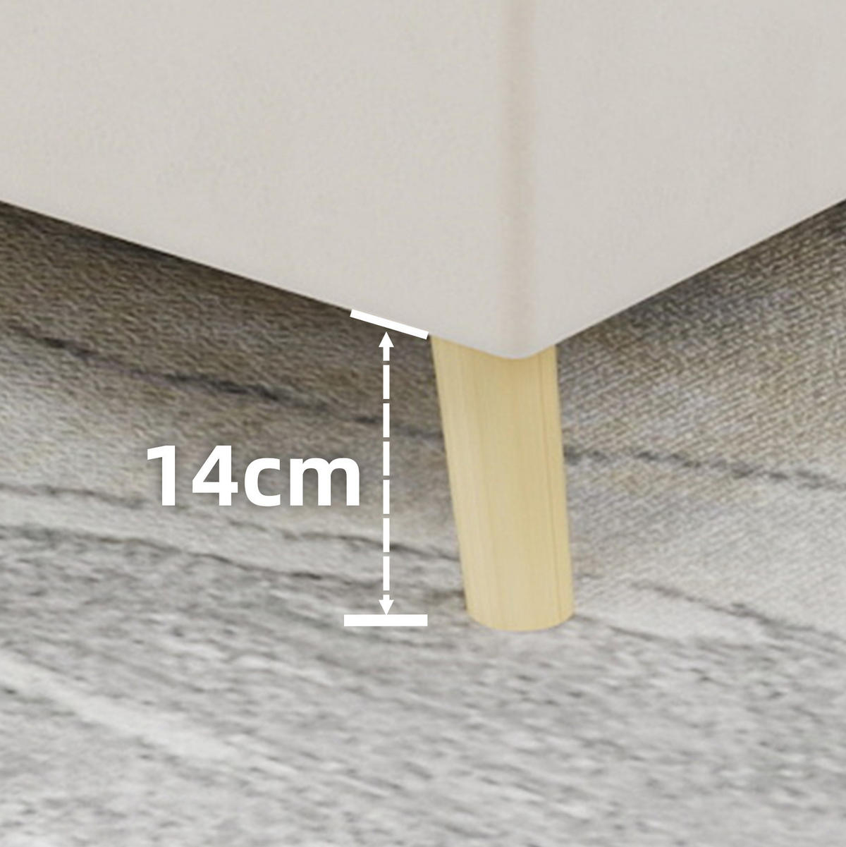 POSTEL 140/200 cm béžová z látky a kovu s geometrickým čelem a lamelovým roštem - béžová, textil (140/200cm) - OKWISH