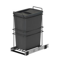 RECYCLINGBEHÄLTER für die Küche, 35 L, Bodenbefestigung und Handauszug, Anthrazitgrauer Kunststoff - Anthrazit, Metall (28/47/54.5cm) - EMUCA