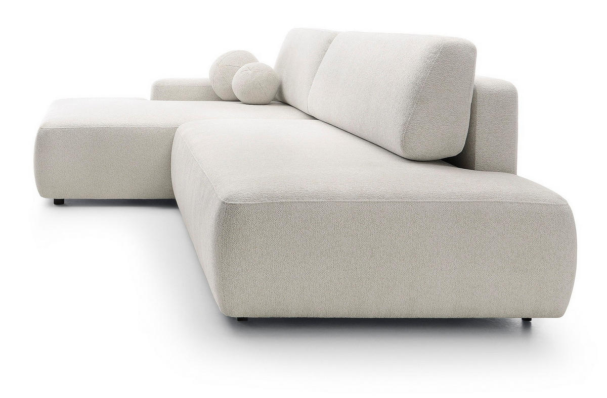 ECKSOFA 275 cm mit Schlaffunktion Orea O, Links, Creme - Creme, Holz (276/164cm) - Emporius
