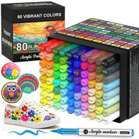 ACRYLSTIFTE Set 80 Farben Pinselspitze Wasserfest - Multicolor, Kunststoff (1/1/13.5cm)