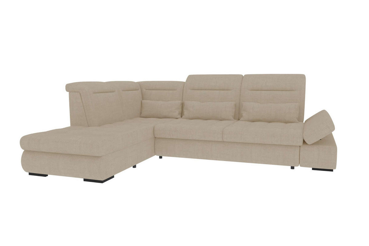 ECKSOFA Toscana Velours inkl. Schlaffunktion - Creme, Textil (227/279cm) - 99rooms