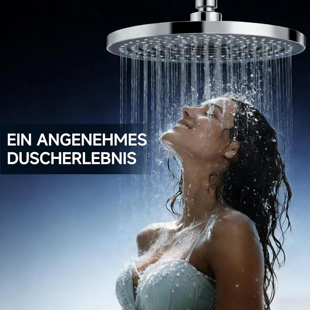 DUSCHKOPF Regendusche 25 cm Schwarz+Chrome Wassersparend Anti-Kalk - Silberfarben, Metall (26/12.7/26cm)